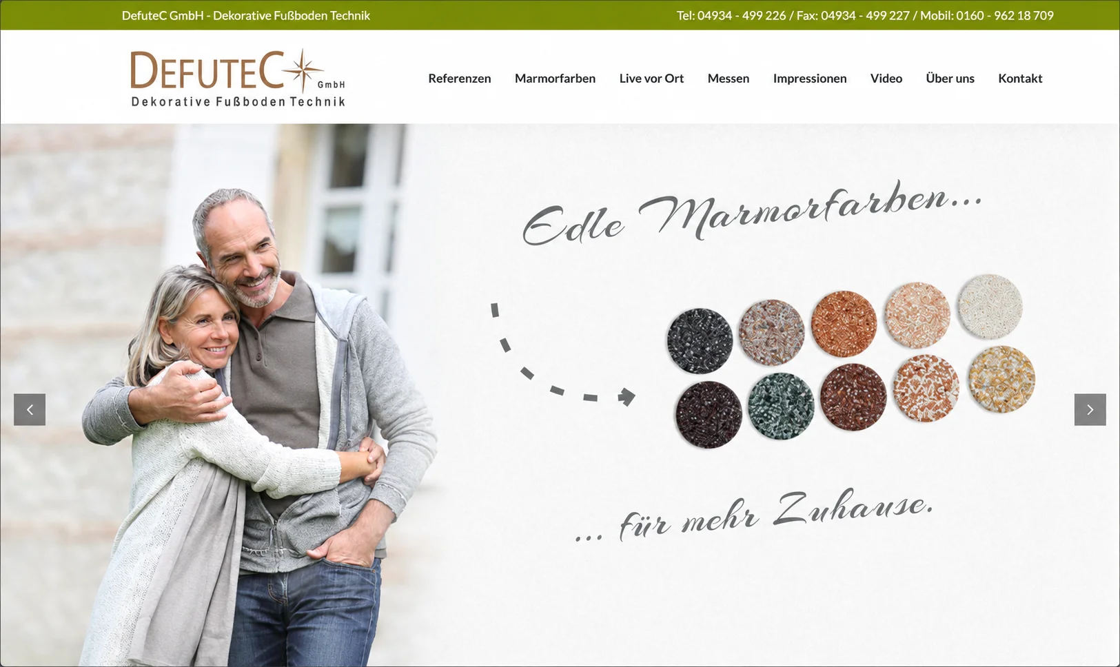 DefuteC GmbH mit veraltetem Layout, kein Luxus-Auftritt für Premium Naturstein, PageSpeed 28